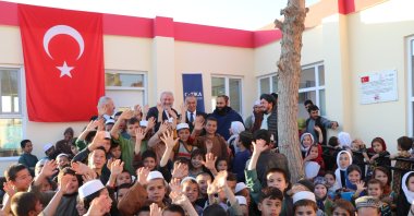 Students at the newly renovated Halil Saadet Primary School in Kale-i Zal, Kunduz, Afghanistan, Dec. 16, 2024. (AA Photo) 