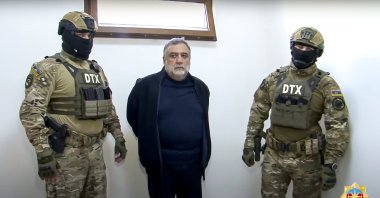 Ruben Vardanyan, leader of the Armenian separatists in Karabakh, is seen in this photo taken from a video released by the State Security Service of the Republic of Azerbaijan on Sept. 28, 2023. (AP Photo)