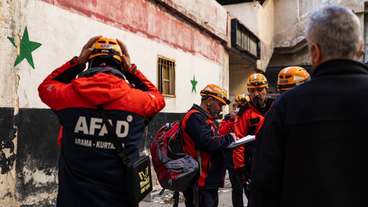 Members of the Disaster and Emergency Management Presidency (AFAD) search for survivors at the Sednaya prison, north of Damascus, Syria, Dec. 16, 2024. (AFP Photo)