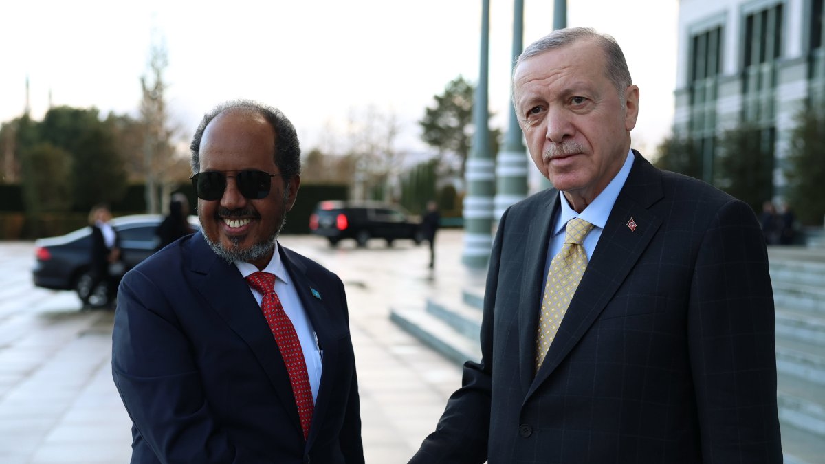 President Recep Tayyip Erdoğan (R) meets with Somalia&#039;s President Hassan Sheikh Mohamud, Ankara, Türkiye, Dec. 11, 2024. (AA Photo)