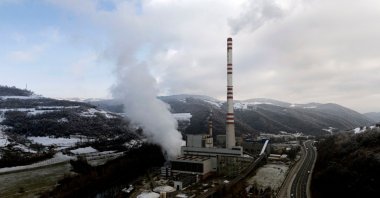 This aerial photograph shows the Kakanj coal-fired power plant near the central Bosnian town of Kakanj, Bosnia-Herzegovina, Nov. 21, 2024. (AFP Photo)