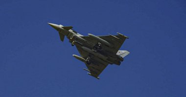 A Eurofighter Typhoon fighter jet is seen in the sky above Ankara, Türkiye, Dec. 18, 2024. (AA Photo)