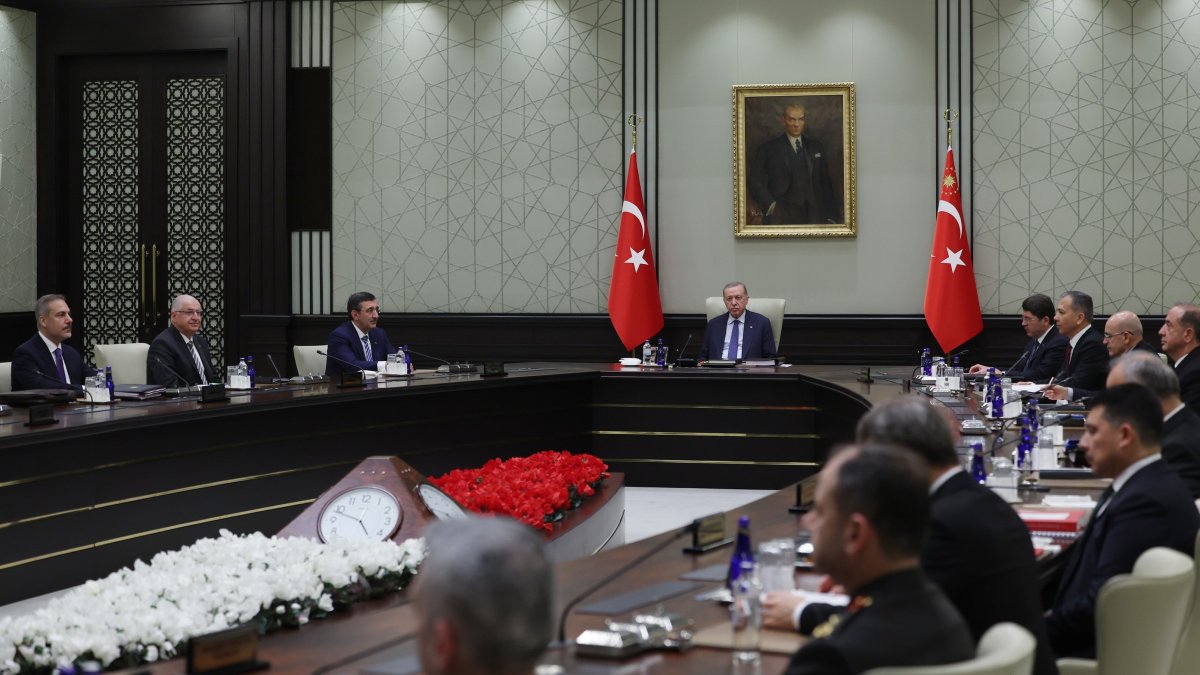 President Recep Tayyip Erdoğan chairs a National Security Council meeting, Ankara, Türkiye, Dec. 5, 2024. (İHA Photo)