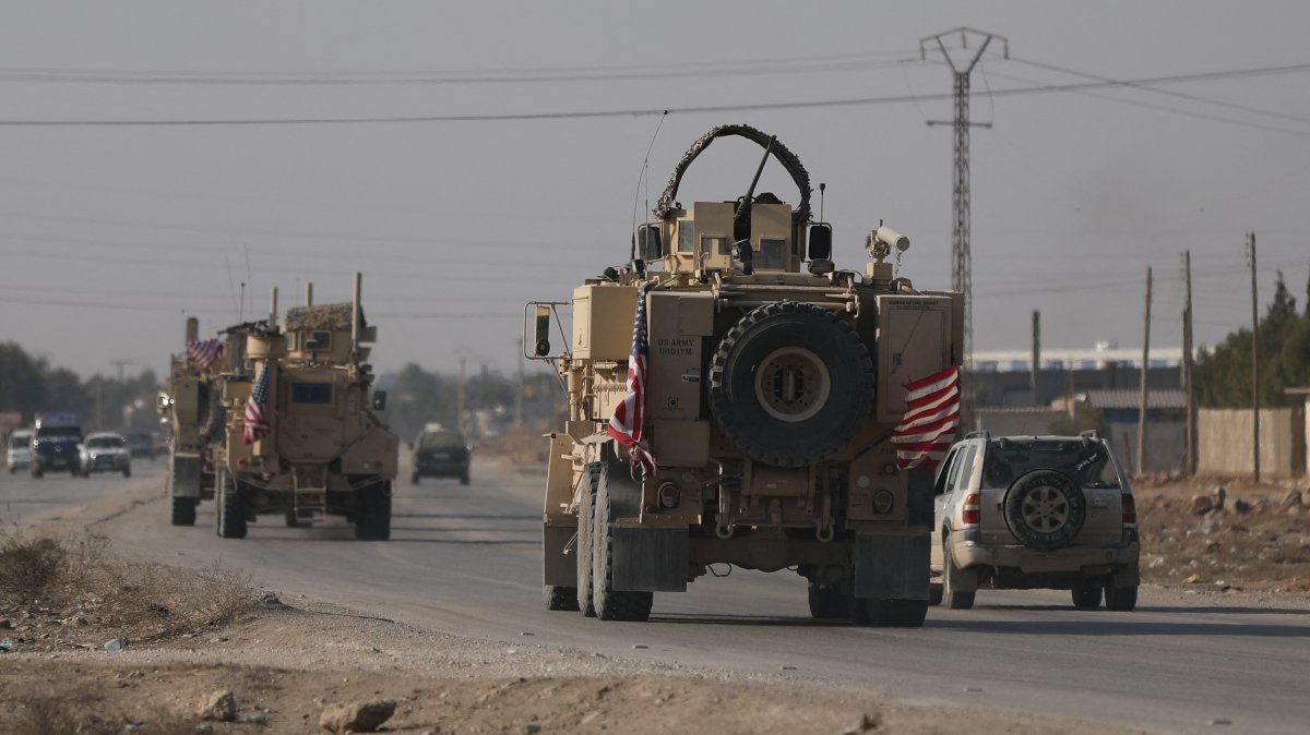 American flag flutters on U.S. military vehicles in Hassakeh, Syria, Dec. 6, 2024. (Reuters Photo)