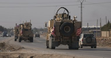 American flag flutters on U.S. military vehicles in Hassakeh, Syria, Dec. 6, 2024. (Reuters Photo)
