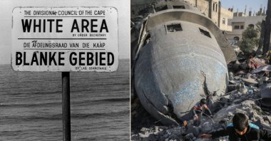 The image depicts a shared story of resistance and justice, from apartheid in South Africa to the ongoing genocide in Palestine. (Photo edit by Betül Tilmaç)