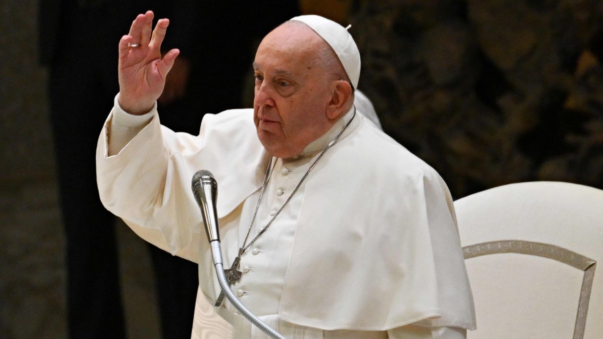 Pope Francis gestures during a program in the Vatican, Dec. 21, 2024. (AFP Photo)