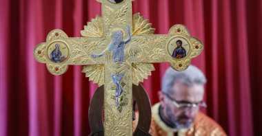 A priest leads a mass in a church in Maaloula, where Aramaic is still spoken and is one of the earliest centers of Christianity in the world, 55 kilometers (34.18 miles) from Damascus, Syria, Dec. 15, 2024. (EPA Photo)
