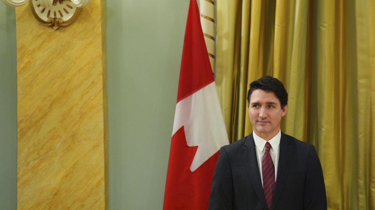 Prime Minister Justin Trudeau looks on during a cabinet swearing-in ceremony at Rideau Hall in Ottawa, Friday, Dec. 20, 2024. (AP Photo)