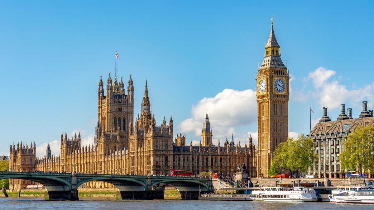 Big Ben with the Houses of Parliament and Westminster Bridge, London, U.K. (Shutterstock Photo)