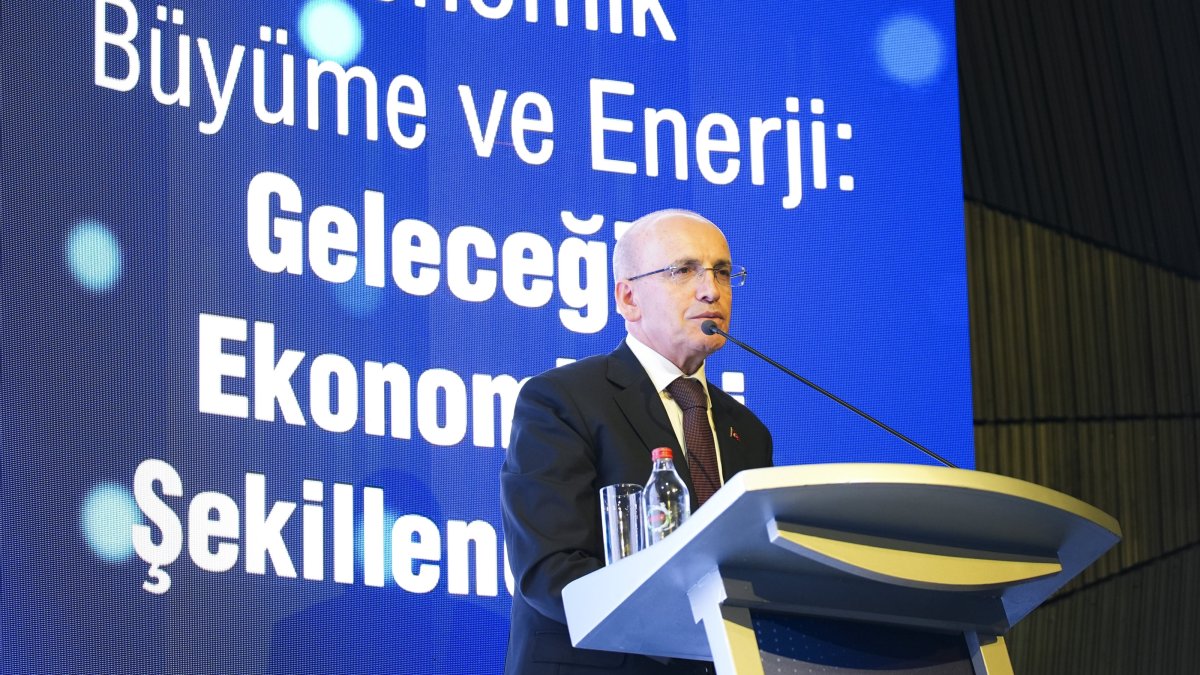 Treasury and Finance Minister Mehmet Şimşek speaks during an event in Istanbul, Türkiye, Dec. 24, 2024. (AA Photo)