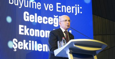 Treasury and Finance Minister Mehmet Şimşek speaks during an event in Istanbul, Türkiye, Dec. 24, 2024. (AA Photo)