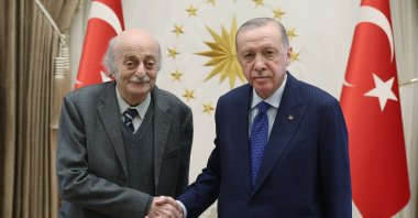 President Recep Tayyip Erdoğan receives Lebanese Druze leader Walid Jumblatt at the Presidential Complex, Ankara, Türkiye, Dec. 24, 2024. (AA Photo)