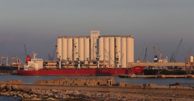 This picture shows silos at the seaport in Tartus, western Syria, Dec. 17, 2024. (AFP Photo)