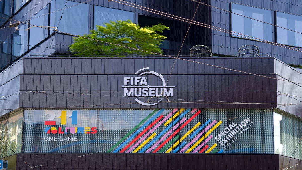 The facade of the FIFA football museum on a sunny spring day, Zurich, Switzerland, May 22, 2023. (Shutterstock Photo)