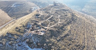 An aerial view of Zerzevan Castle in the Çınar district of Diyarbakır, Türkiye. Dec. 25, 2024. (AA Photo)