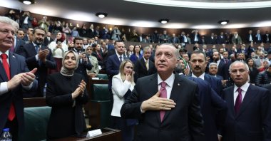 President Recep Tayyip Erdoğan attends a parliamentary meeting of his ruling Justice and Development Party (AK Party), Ankara, Türkiye, Dec. 25, 2024. (AA Photo)