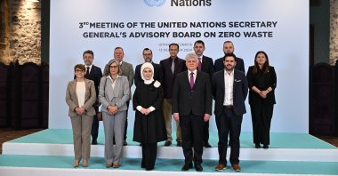 Participants of the U.N. Secretary-General’s Advisory Board on Zero Waste pose for a photo, Istanbul, Türkiye, Dec. 13, 2024. (IHA Photo)