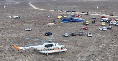 A drone view shows the crash site of an Azerbaijan Airlines passenger plane near the city of Aktau, Kazakhstan, Dec. 25, 2024. (Reuters Photo)