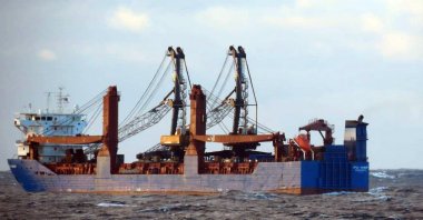 The Russian cargo ship Ursa Major is pictured during a monitoring operation conducted by the Portuguese Navy along the Continental Exclusive Economic Zone (EEZ) off the coast of Portugal, Nov. 22, 2024. (Portuguese Navy Handout via AFP)