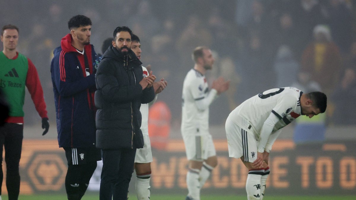 Manchester United manager Ruben Amorim applauds fans after the English Premier League football match between Wolverhampton Wanderers and Manchester United at the Molineux Stadium, Wolverhampton, England, Dec. 26, 2024. (Reuters Photo)