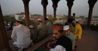 Muslims offer an Eid al-Fitr prayer, marking the end of the fasting month of Ramadan at Jama Masjid, New Delhi, India, April 11, 2024. (AP Photo)
