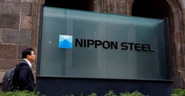 Nippon Steel logo is displayed at the company&#039;s headquarters in Tokyo, Japan April 1, 2024. (Reuters Photo)