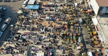 An aerial view showing the Clock Tower square in Manbij, Syria, Dec. 21, 2024. (AFP Photo)