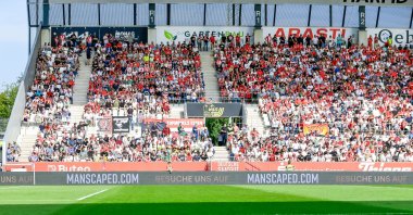 This undated photo shows Rot-Weiss Essen fans before a football match, Essen, Germany. (AP Photo)