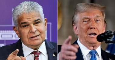 This combination of file pictures created on Dec. 22, 2024 shows a handout picture released by the Panamanian Presidency of President Jose Raul Mulino (L) speaking during a press conference in Panama City, Oct. 3, 2024 and U.S. President-elect Donald Trump speaking at a news conference in Palm Beach, Florida, U.S. Dec. 16, 2024. (AFP Photo)