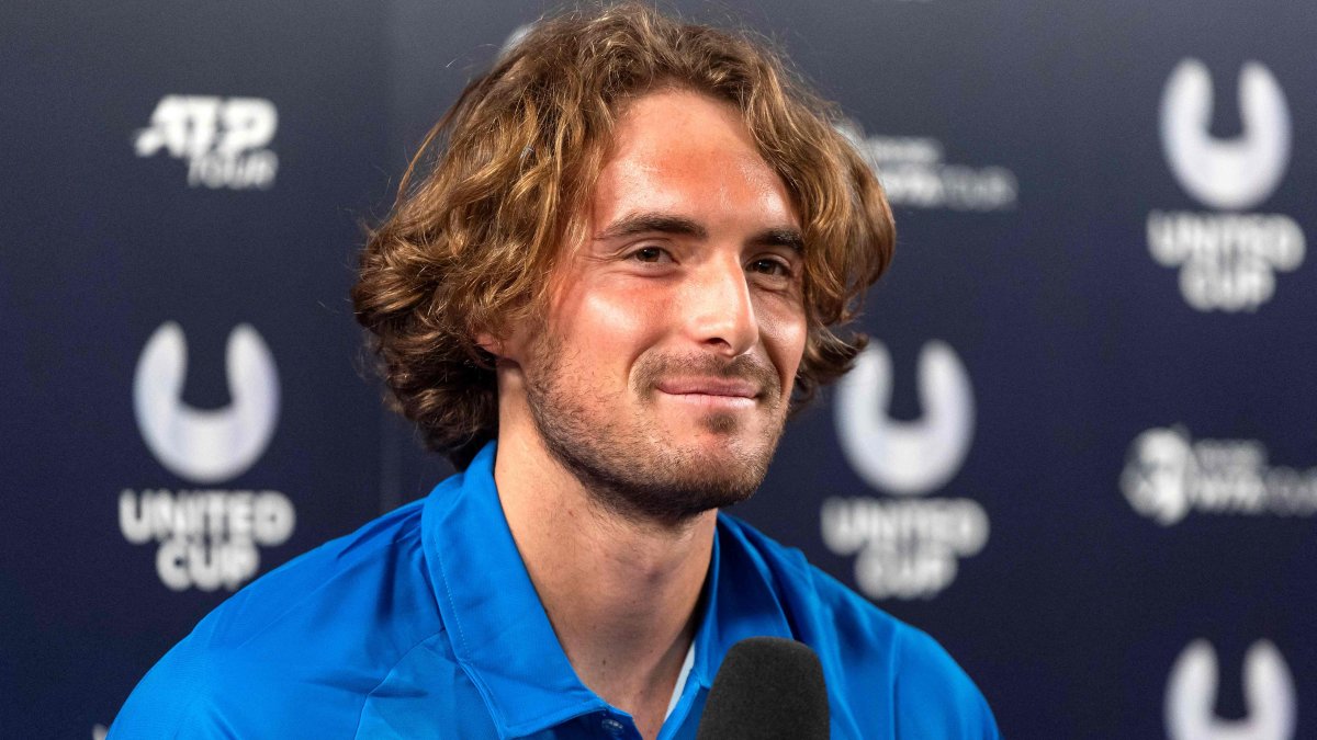 Greece&#039;s team member Stefanos Tsitsipas attends a press conference at the United Cup tennis tournament, Perth, Australia, Dec. 27, 2024. (AFP Photo)