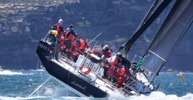 Celestial sails up the harbor during the 2024 Sydney Hobart Yacht Race, Sydney, Australia, Dec. 26, 2024. (EPA Photo)