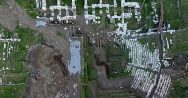 An aerial view of the ancient theater of Smyrna, Izmir, Türkiye, Dec. 12, 2024. (AA Photo)