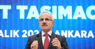 Transport Minister Abdulkadir Uraloğlu speaks at a transportation conference in Ankara, Dec. 24, 2024. (AA Photo)