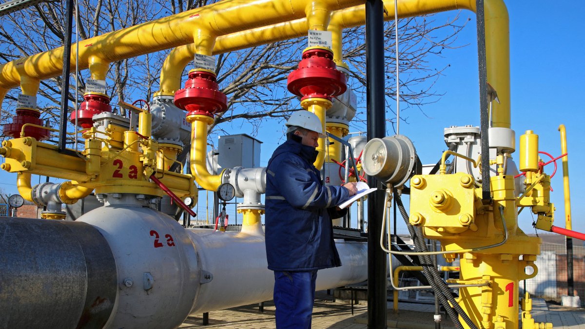 An employee works at the Chisinau-1 gas distribution plant of Moldovatransgaz energy company in Chisinau, Moldova, March 4, 2023. (Reuters Photo)