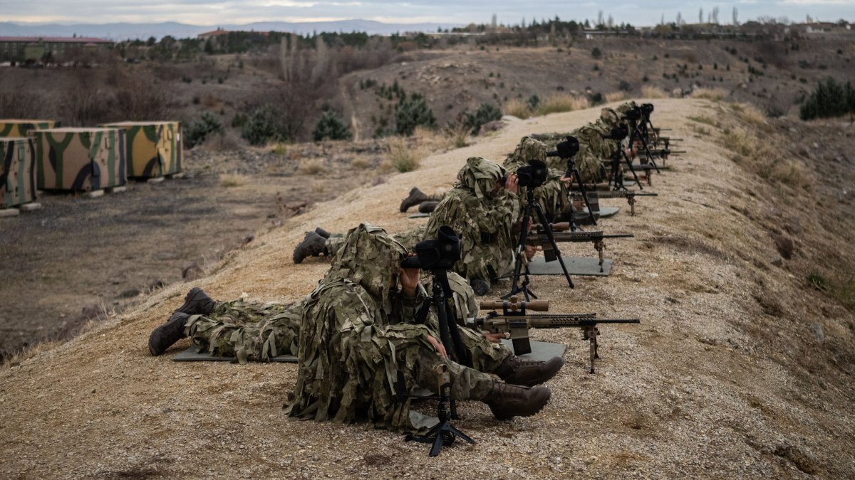 Snipers of the Turkish army attend a shooting practice in the capital, Ankara, Türkiye, on Dec. 28, 2024. (AA Photo)