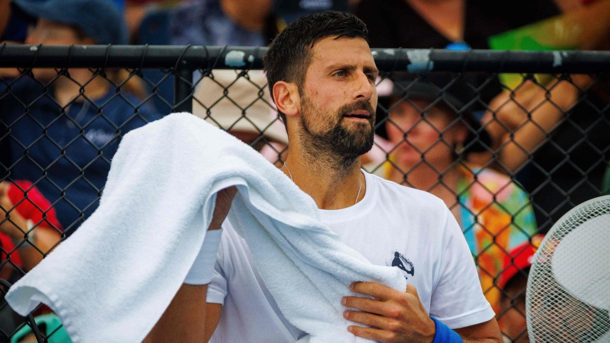 Serbia&#039;s Novak Djokovic attends a training session in Brisbane, Australia, Dec. 29, 2024. (AFP Photo)