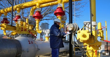 An employee works at the Chisinau-1 gas distribution plant of Moldovatransgaz energy company in Chisinau, Moldova, March 4, 2023. (Reuters Photo)