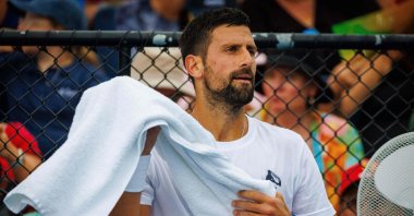 Serbia&#039;s Novak Djokovic attends a training session in Brisbane, Australia, Dec. 29, 2024. (AFP Photo)