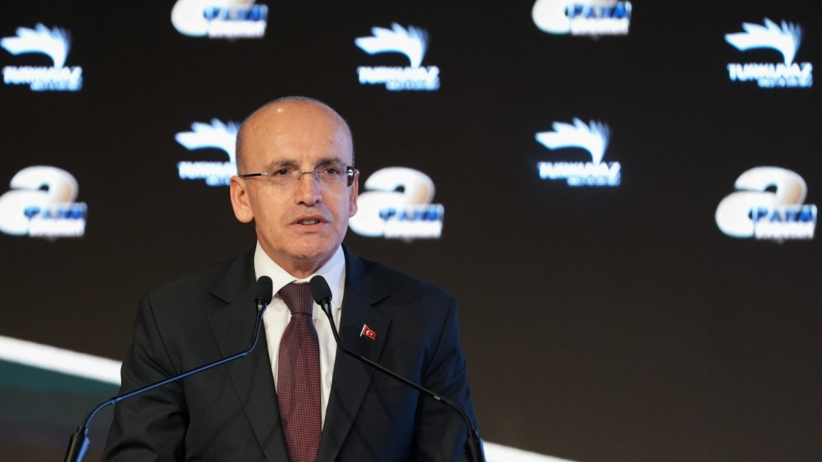 Treasury and Finance Minister Mehmet Şimşek speaks during the 4th Future of Finance Summit, organized by Daily Sabah’s parent company, Turkuvaz Media Group, Istanbul, Dec. 24, 2024. (AA Photo)