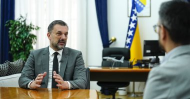 Bosnian Foreign Minister Elmedin Konakovic speaks to Anadolu Agency (AA) at his office in Sarajevo, Bosnia-Herzergovina, Dec. 26, 2024. (AA Photo)