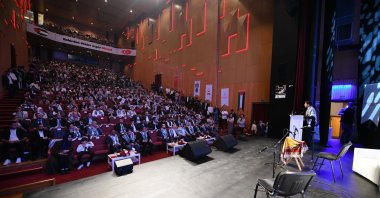 International students gathered at the YTB event to raise awareness about the ongoing humanitarian crisis in Gaza, Istanbul, Türkiye, Oct. 9, 2024. (Courtesy of YTB)