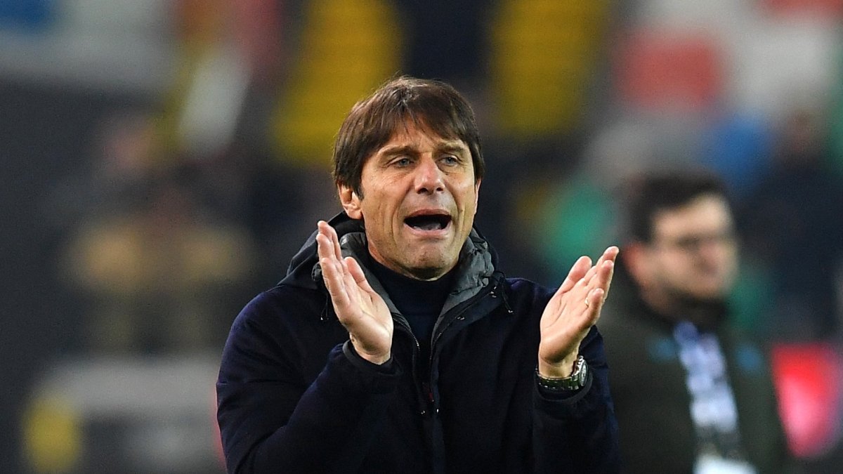 Napoli coach Antonio Conte celebrates after the Serie A match against Udinese at Bluenergy Stadium, Udine, Italy, Dec. 14, 2024. (Reuters Photo)