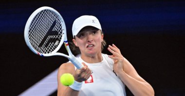 Poland&#039;s Iga Swiatek in action against Norway&#039;s Malene Helgo during the United Cup Day 4 match between Team Poland and Team Norway at Ken Rosewall Arena, Sydney, Australia, Dec. 30, 2024. (EPA Photo)