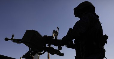 A Houthi soldier mans a machine gun on a vehicle while on patrol during an anti-U.S. and anti-Israel protest in Sana'a, Yemen, Dec. 27, 2024. (EPA Photo)