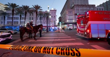 Police cordon off the intersection of Canal Street and Bourbon Street in the French Quarter of New Orleans, Louisiana, U.S., Jan. 1, 2025. (AFP Photo)