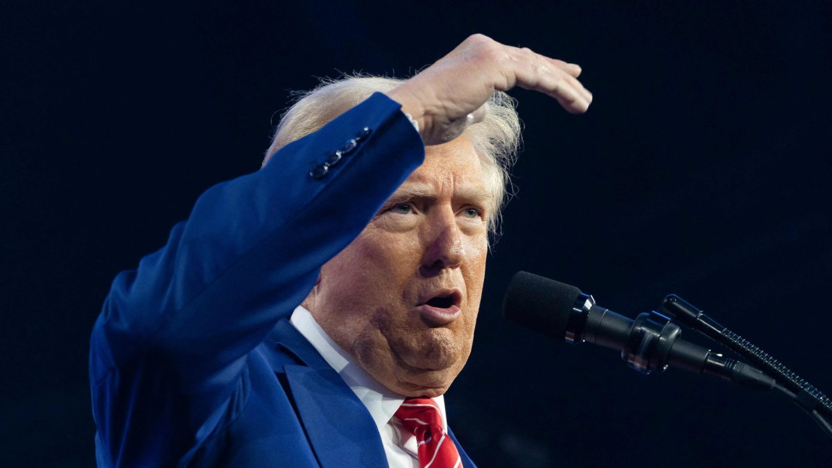 U.S. President-elect Donald Trump speaks during Turning Point U.S.&#039;s AmericaFest at the Phoenix Convention Center in Phoenix, Arizona, U.S., Dec. 22, 2024. (AFP Photo)