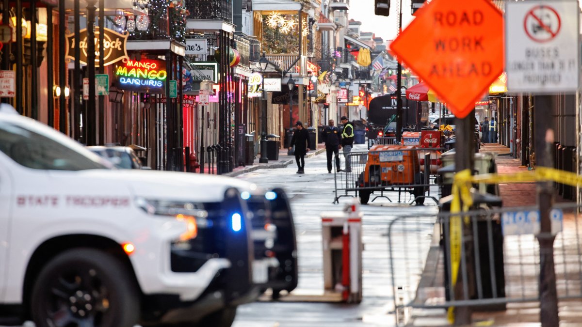 Law enforcement members work at the site where people were killed by a man driving a truck in an attack during New Year&#039;s celebrations, in New Orleans, Louisiana, U.S., Jan. 2, 2025. (Reuters Photo)