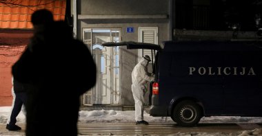 Forensics prepare to work at the scene where a gunman opened fire at a restaurant and killed several people in Cetinje, Montenegro, Jan. 1, 2025. (Reuters Photo)