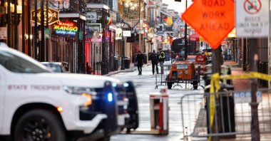 Law enforcement members work at the site where people were killed by a man driving a truck in an attack during New Year&#039;s celebrations, in New Orleans, Louisiana, U.S., Jan. 2, 2025. (Reuters Photo)